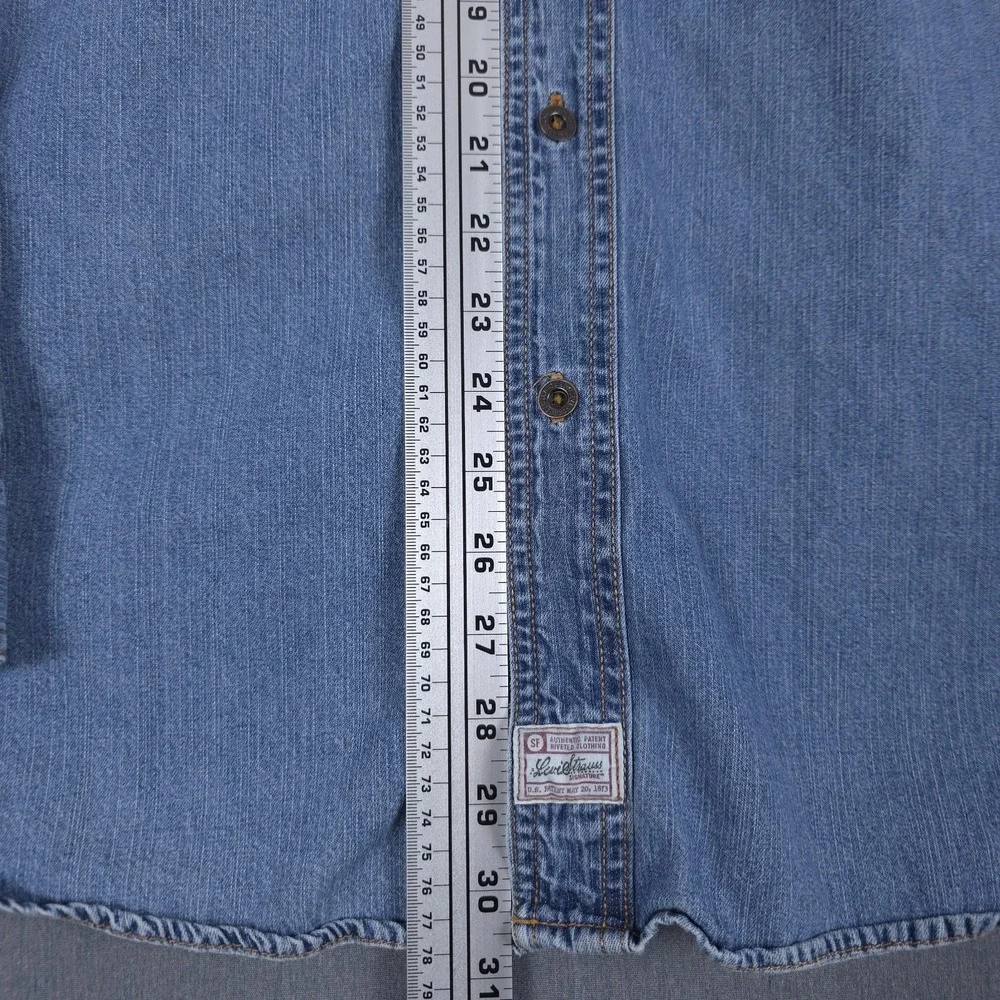 Vintage Levis Denim Utility Shirt Mens Large‎ Blue Faded Metal Button Workwear